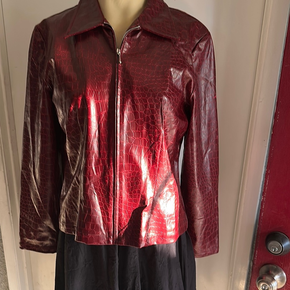 Elegant Red Leather Jacket